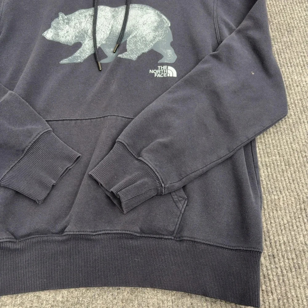 The North Face Hoodie Mens M Navy Blue Cotton Blend Bear Graphic‎ Gorpcore Style